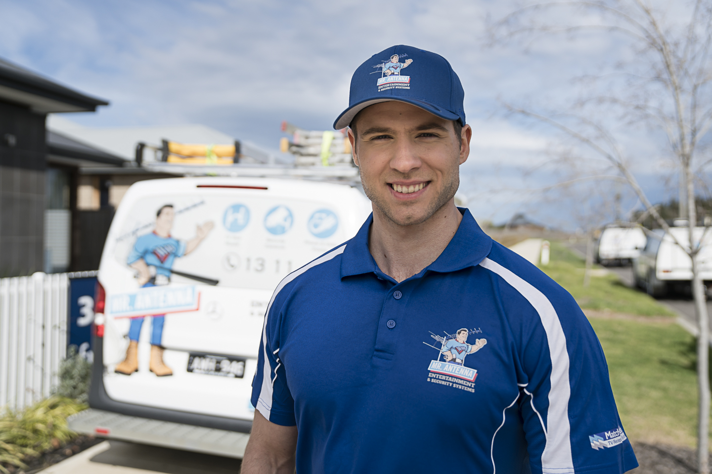 Friendly professional TV antenna installer in Australia, ready to provide expert installation and repair services for clear home reception.