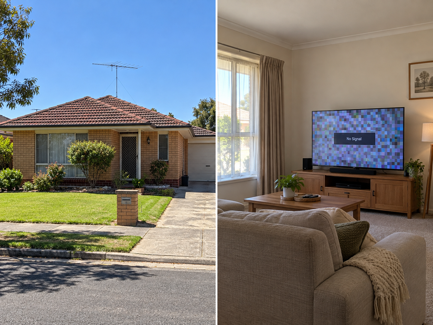 Pixelated TV picture caused by an antenna problem in an Adelaide home