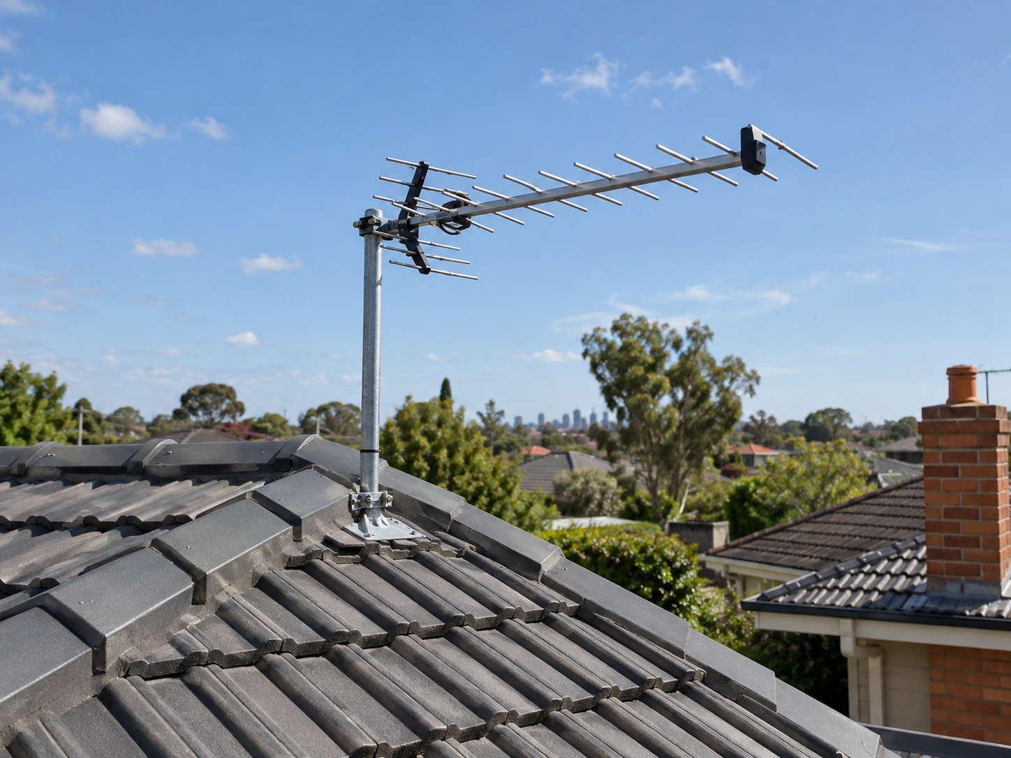 Newly installed TV antenna on a Melbourne home