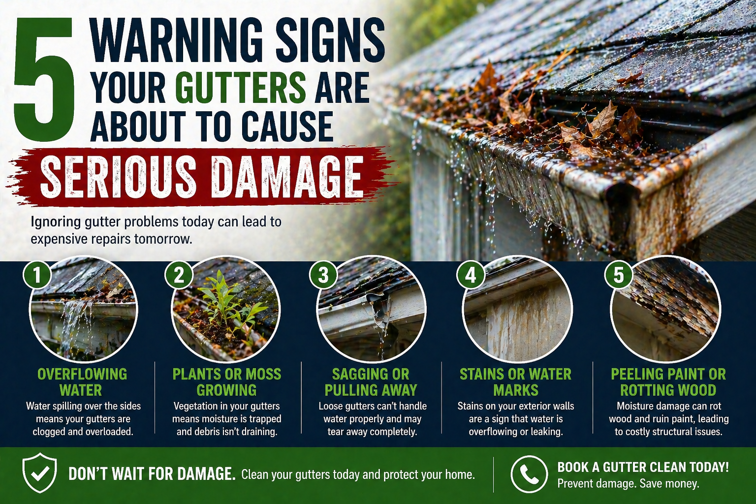 Warning signs of gutter damage explained