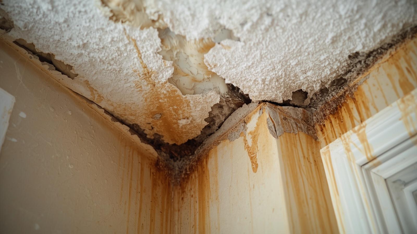 Water damage inside home due to gutters